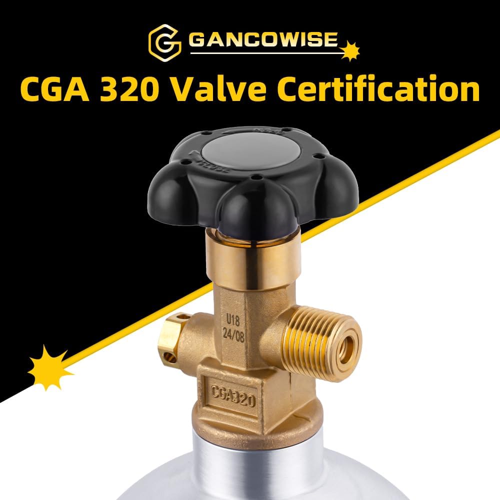 2.5lb Aluminum New CO2 Tank, DOT Approved Gas Cylinder with CGA 320 Valve for Kegerators and Draft Beer Dispensing