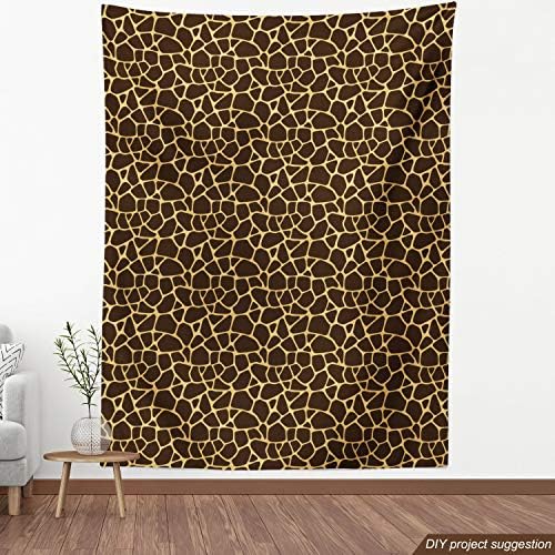 Ambesonne Giraffe Fabric by The Yard, Abstract Animal Skin Modernized Prehistoric Motifs Design Illustration, Decorative Fabric for Upholstery and Home Accents, 3 Yards, Dark Brown — view 3