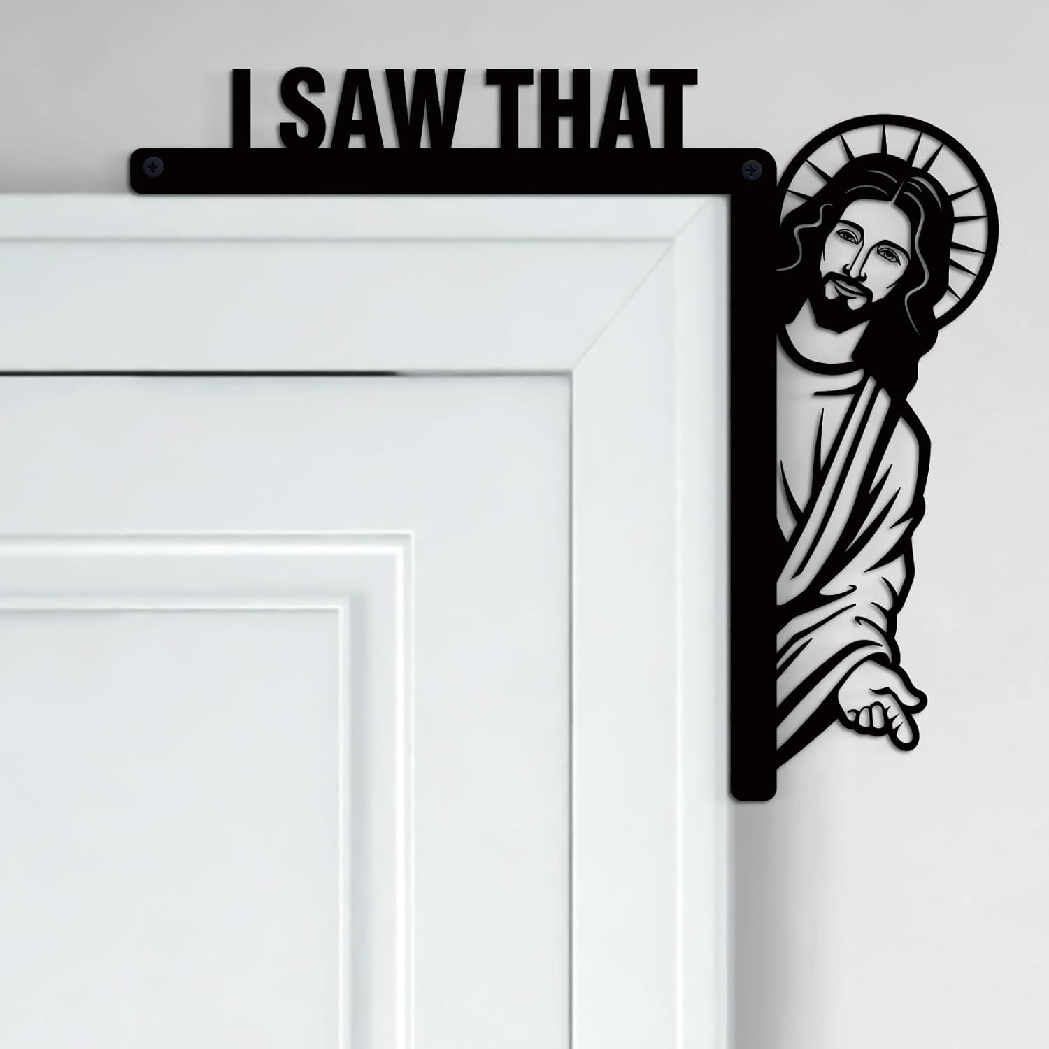 Blulu 'I Saw That' Funny Door Corner Decor - 7.9x8.5 Inch Metal Bless This Home Sign for Door Frames, Cabinets (Right Side)