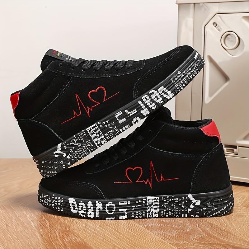 Women's Fashion Solid Color Casual Skateboard Sports Shoes with Heart-Shaped Print, Soft & Thick Low Top Sole for Daily Wear2