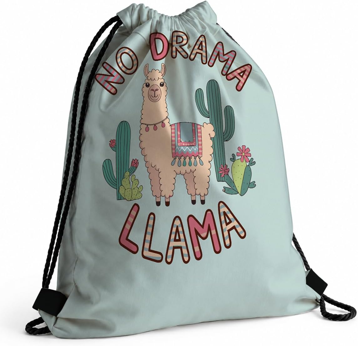 Drawstring Bag for Women Men, Cartoon Llama Alpaca Bag- No Drama Llama, Lightweight Drawstring Sports Backpack, Quick-drying and Moisture-proof Bags for Gym, Sports, Travel, Daily Use 178