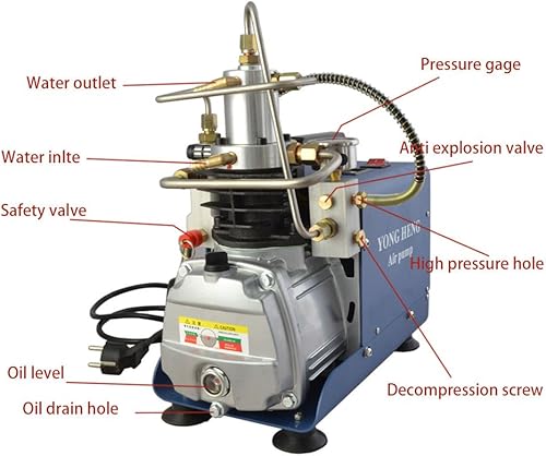 Miniatura 2 de TECHTONGDA Compresor de aire PCP, 4500Psi 30Mpa Bomba eléctrica de alta presión del compresor con separador de aceite y agua de alta presión para la