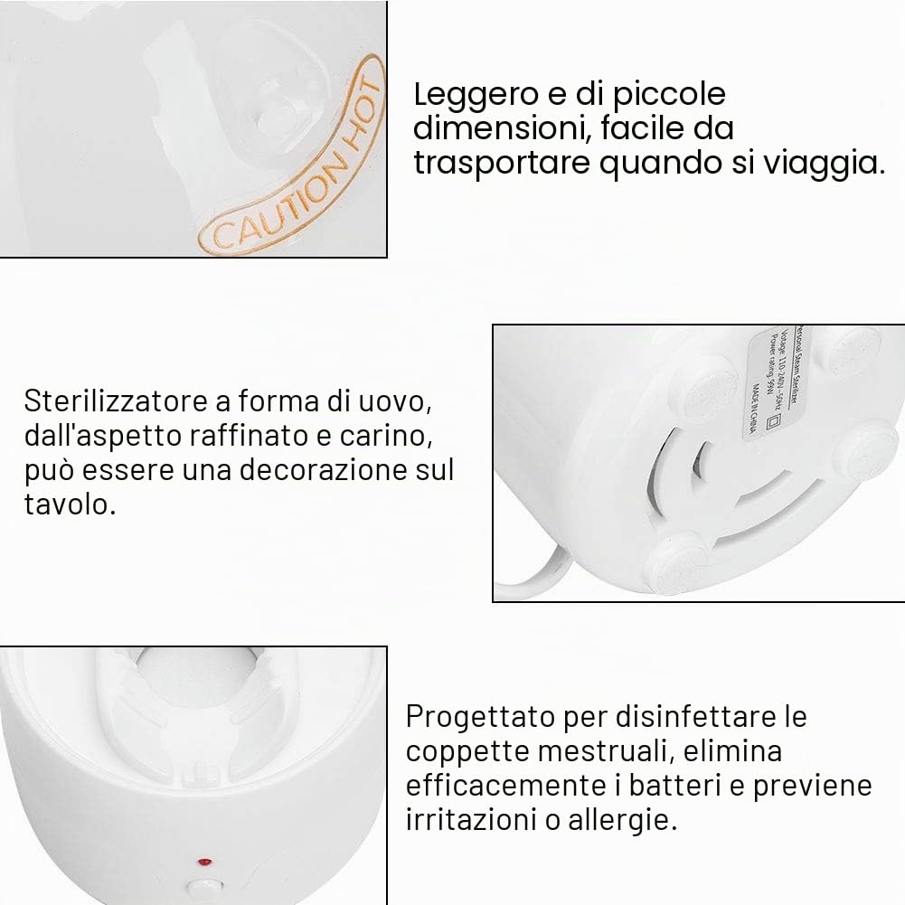 Sterilizzatore per coppette mestruali, Sterilizzatore a vapore elettrico, Sterilizzatore a vapore portatile per coppe mestruali in silicone Coppe mestruali da viaggio Disinfettante Disinfezion(1#)