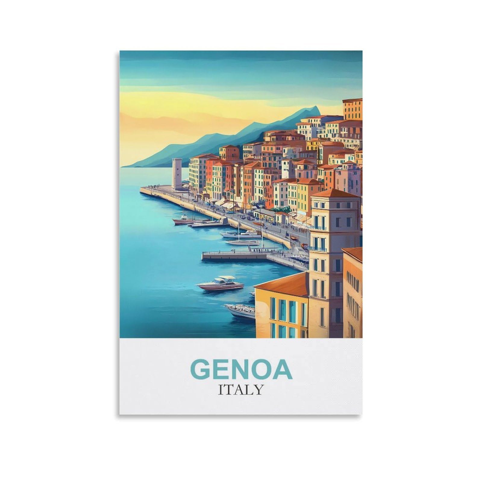 NAEGV Paint by Numbers for Adult Girls，Genoa Italy Travel Poster DIY Acrylic Watercolor Oil Paint by Number for Adults for Gift Home Wall Decor 20x30cm — image 1