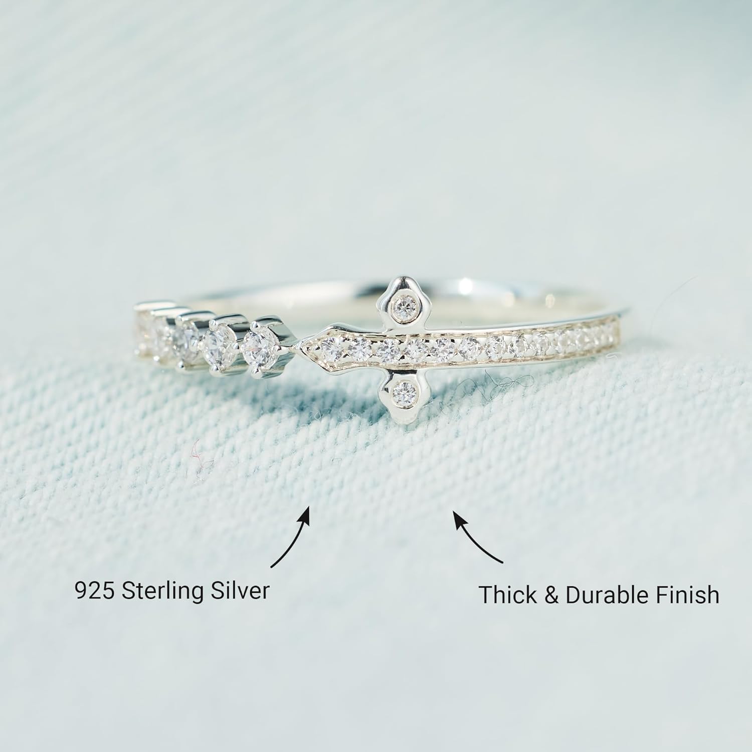 STORYJEWELLERY Cross Rings for Women, 925 Sterling Silver Rings, Purity Ring, Dainty Sideways Cross Ring, Christian Jewelry, Gifts for Women - Image 3