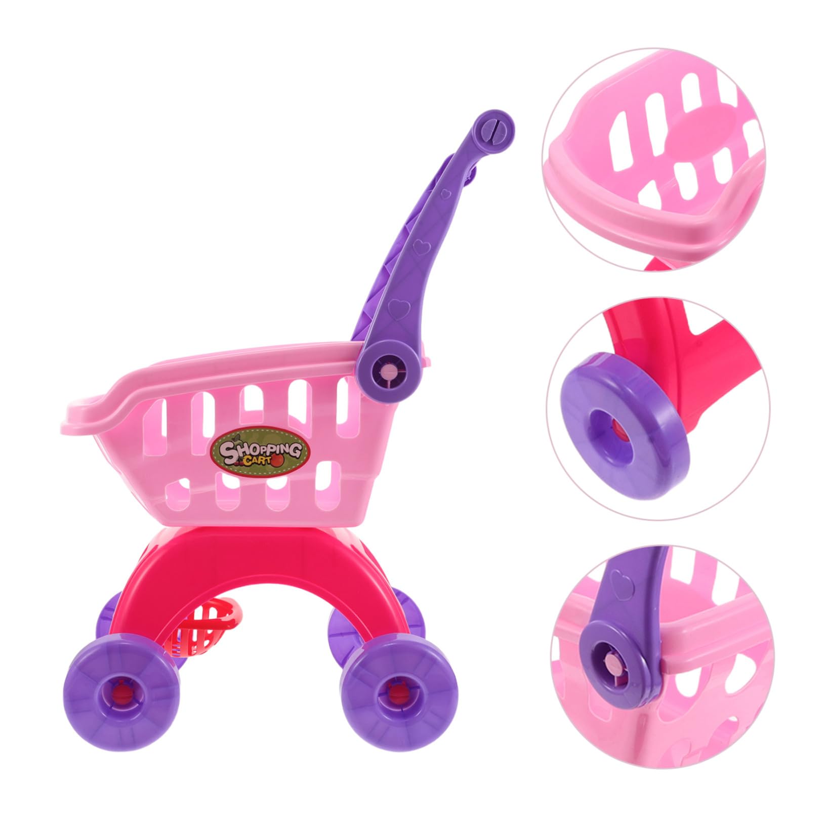 BESPORTBLE Carrello della Spesa Giocattolo per Bambini in Plastica Facile da Manovrare Accessori Frutta, per Gioco di Ruolo Realistico in Casa e Momenti Genitore-figlio