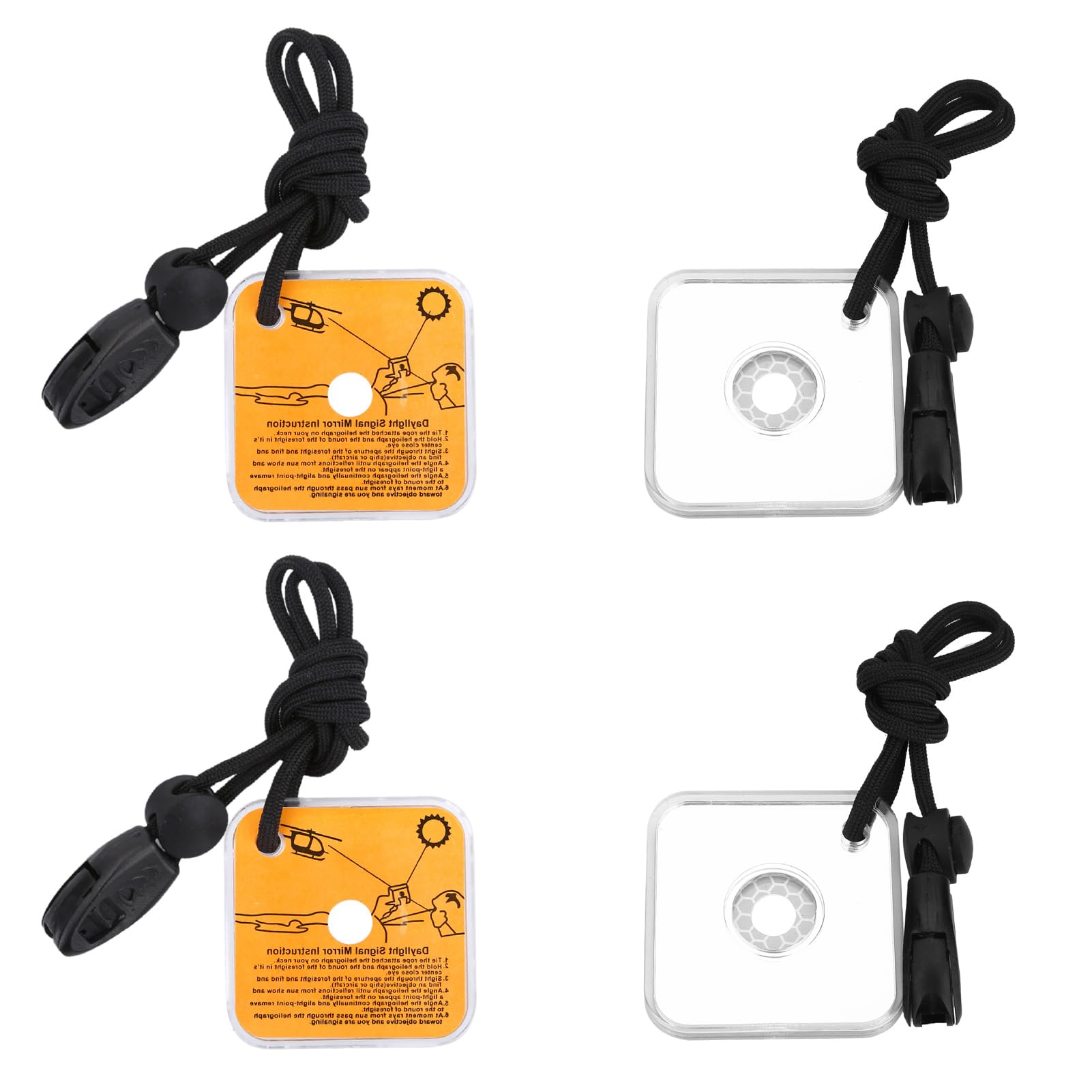 Jwthee 4 Pieces Signal Mirror, Outdoor Survival Reflective Signal Mirror with Whistle Hiking Safety Tool for Outdoor, Camping and Backpacking