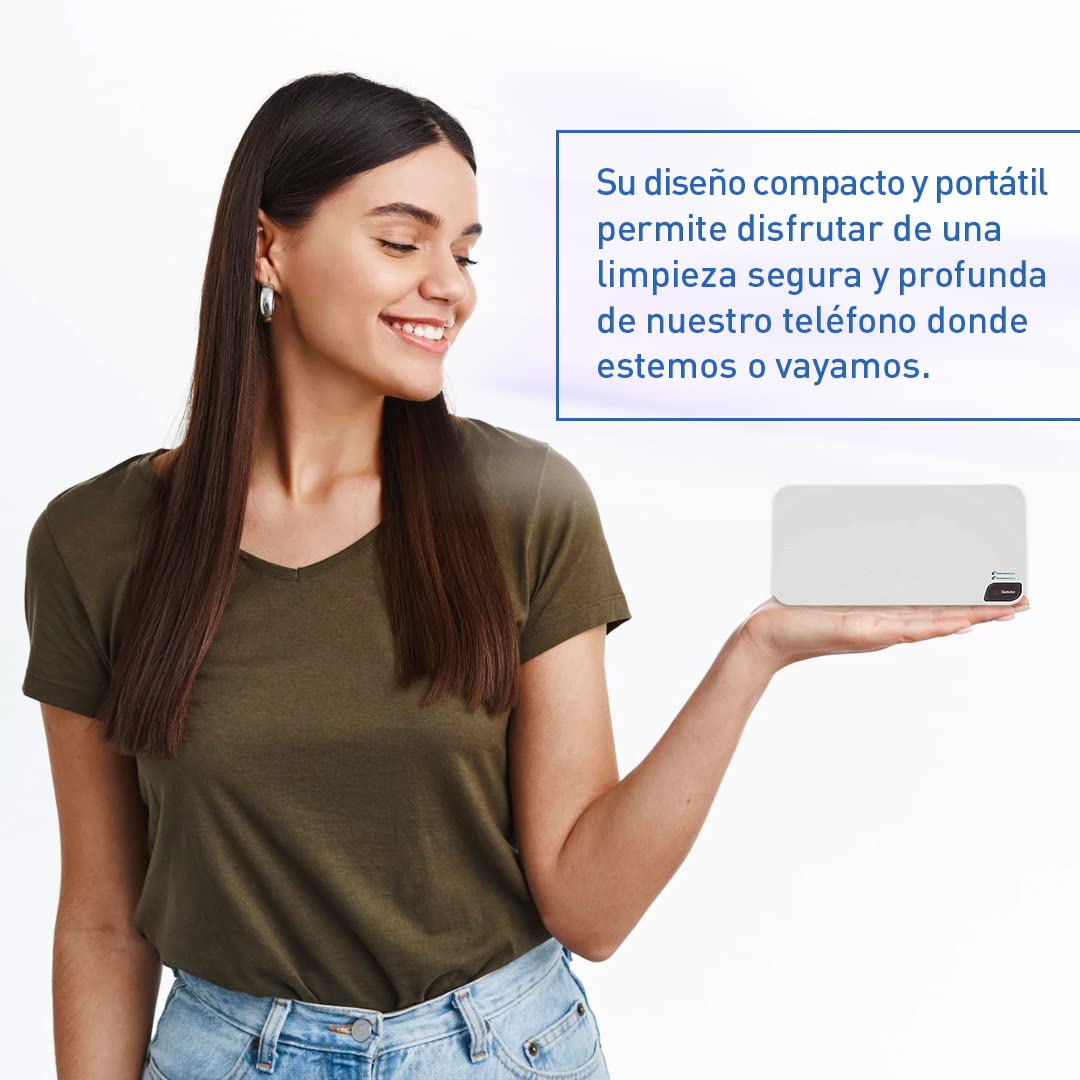 Ozono Hogar - Esterilizador UV para Teléfonos - Desinfecta tu Móvil tanto Android como IOS - Portátil - Conexión por USB - Desinfectante que Elimina Gérmenes, Bacterias y Hongos