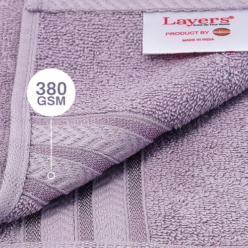 Image of Layers 100% Cotton Bath Towel | True Care Collection | 380 GSM Super Absorbent | Soft & Quick Dry | Shrink & Pill Resistant | Purple Solid Minimalist | 1 Piece for Men & Women | 60 x 120 cm