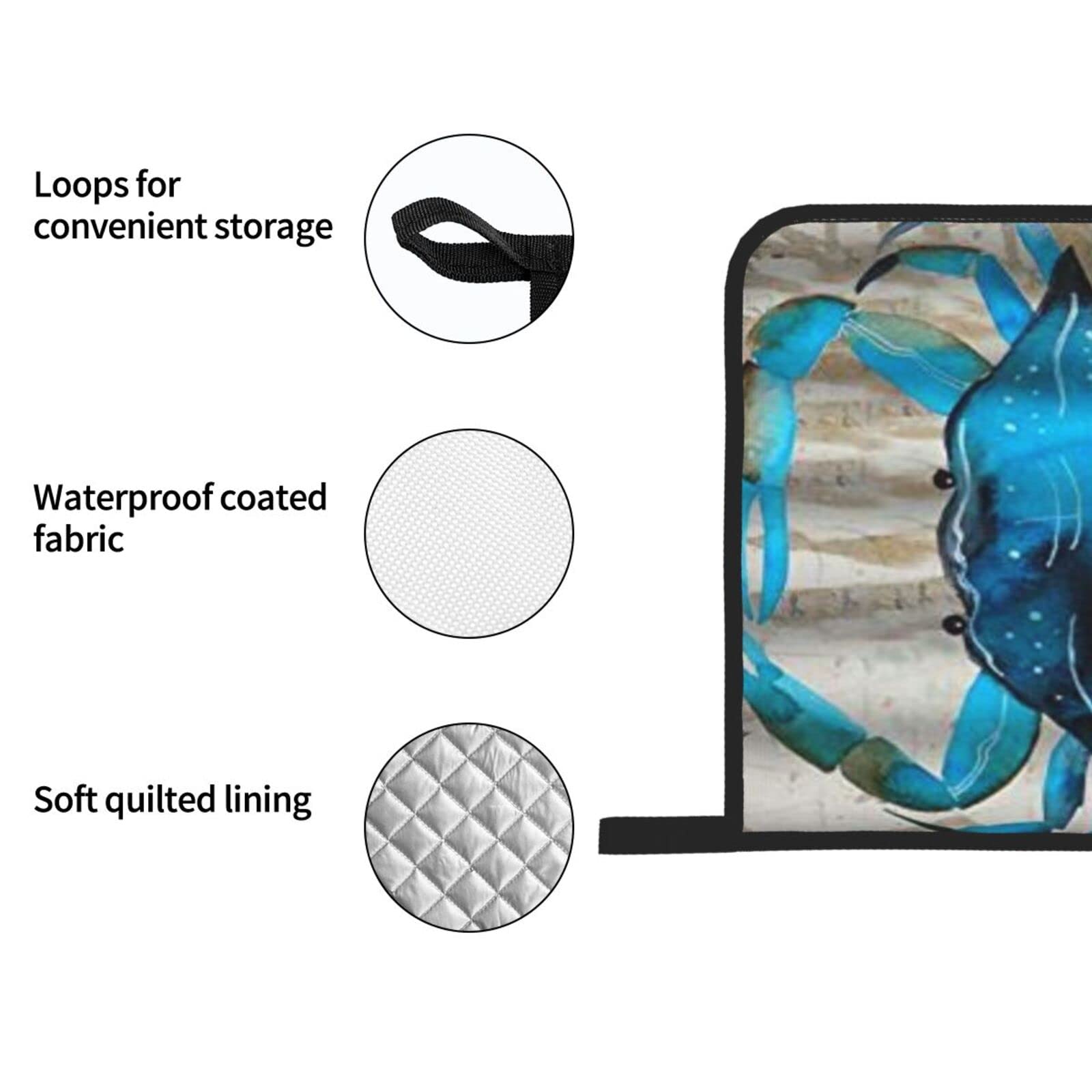 Set Da 4 Guanti Da Forno E Presine Con Motivo Granchio Blu - Termoresistenti E Impermeabili Per Cucina
