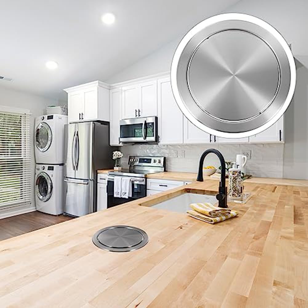 Coperchio per pattumiera semplice con occhiello integrato per bancone rotondo, cestino per cucina, bagno, ufficio