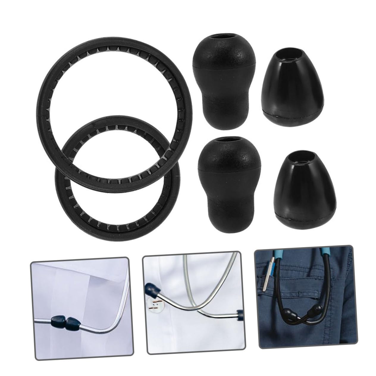 Gatuida 8juegos Conjunto Accesorios Para Estetoscopio Diafragma y Puntas De Oído Repuestos Para Adultos y Membrana Integrada Para Mejorar La Auscultación