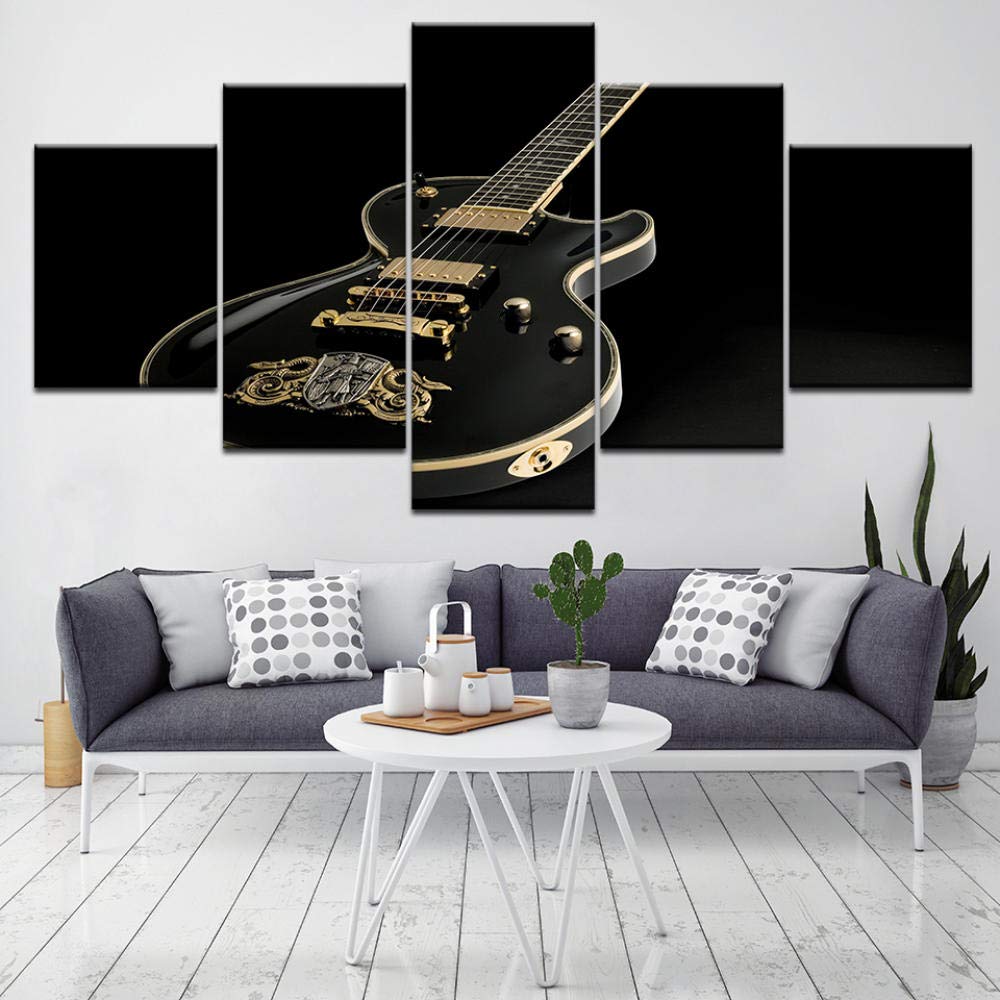 diedfd Large Canvas Wall Art Black Metal Violin Hd Printed Poster For Living Room Wall Artwork Frame