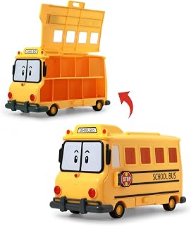 Robocar Poli Toys, School B Carrying Case, 2-in-1 School Bus Toy Car Transporter Carrier (Die-cast Vehicle Storage & Transport Toys), Kids for Ages 3 and up - [Diecast not Included, Only Carrier]