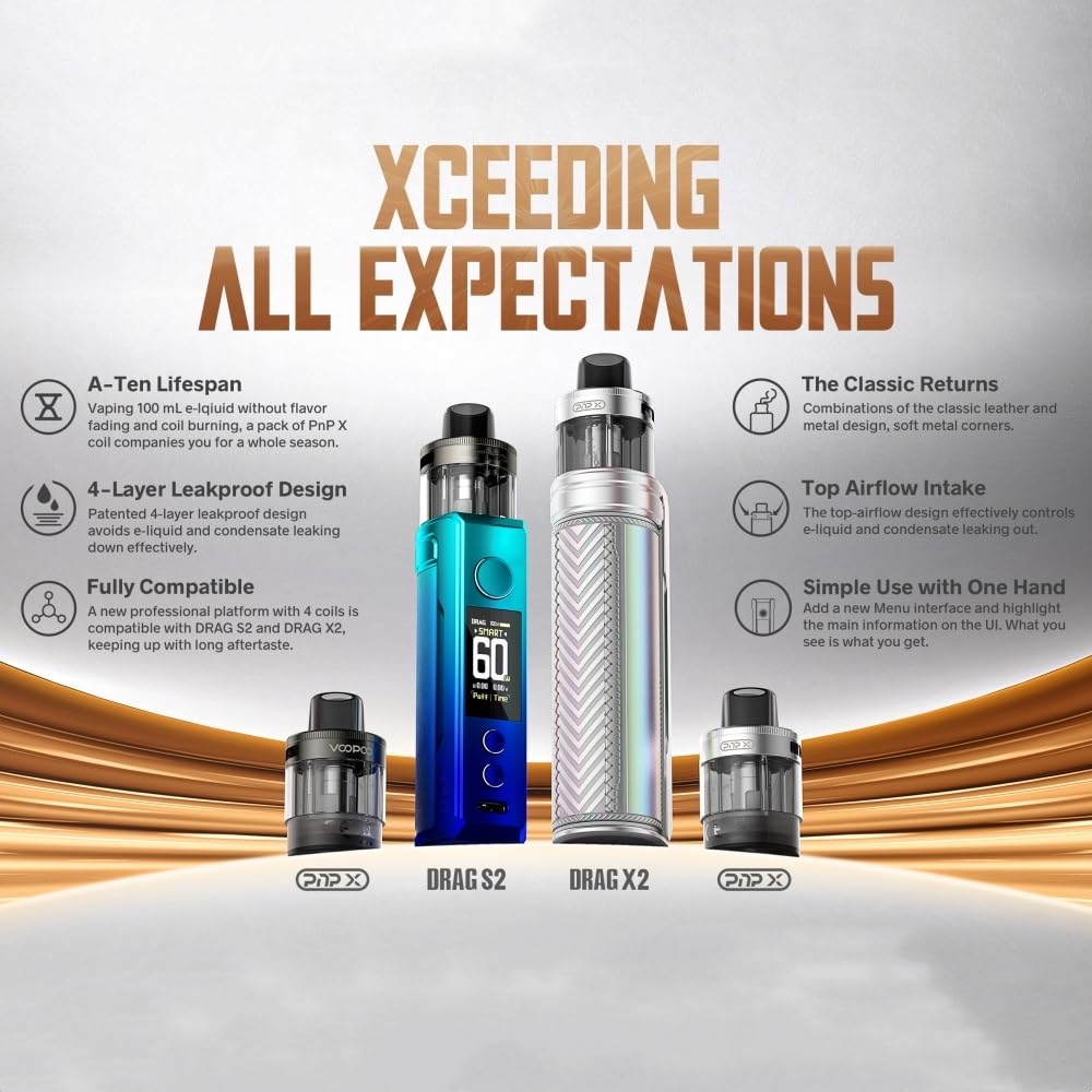 Kit Vape DRAG S2 - Pod PnP X 2ml - Batterie Intgre 2500mAh - Puissance  5-60W - Sans Nicotine