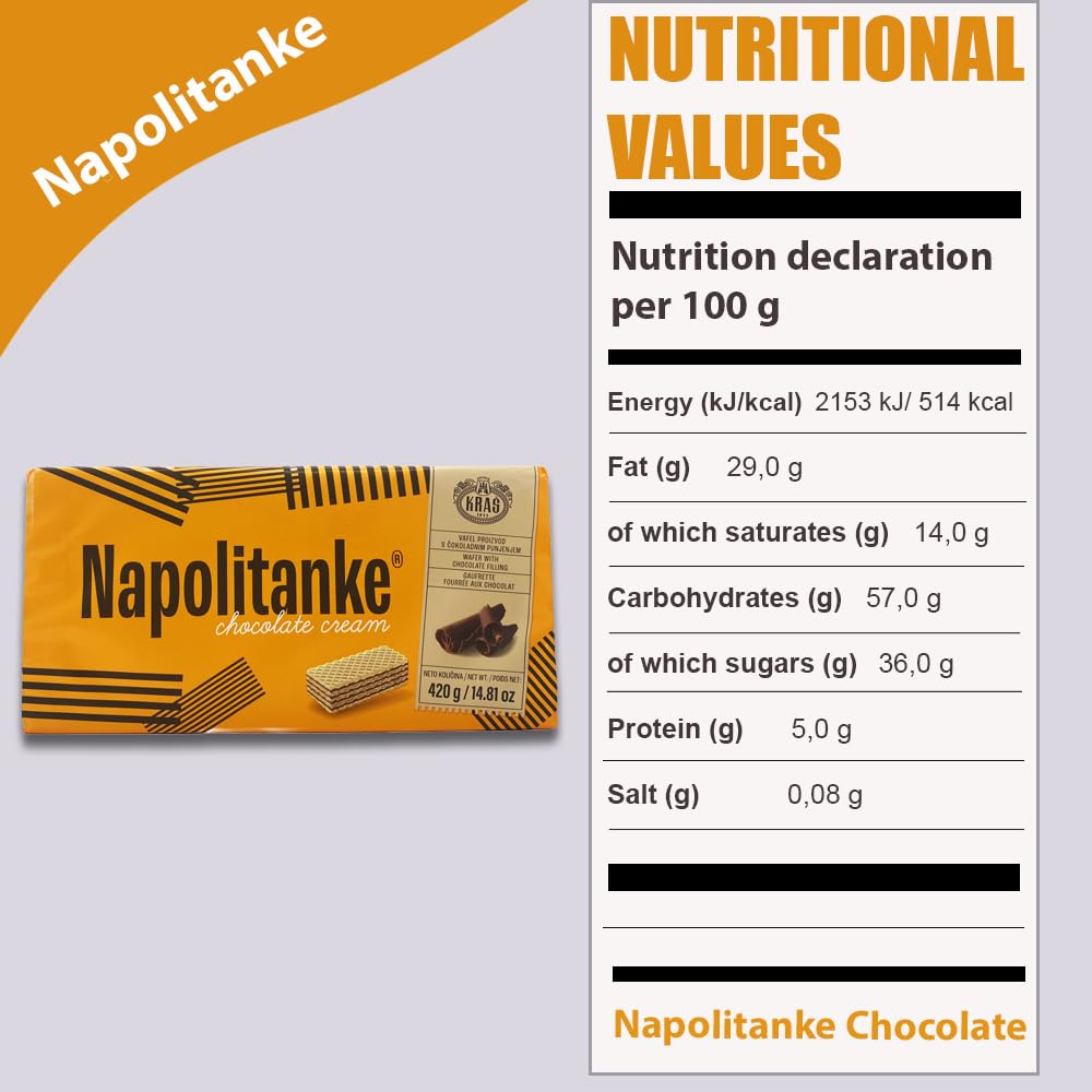 NAPOLITANKE KRAS Gaufrettes Premium - Biscuits Gaufrettes Premium avec Délicieux Remplissages de Lait, Crème au Chocolat, Noisette - Plusieurs Tailles (420 G CHOCOLATE & CREAM, 4 PCS)