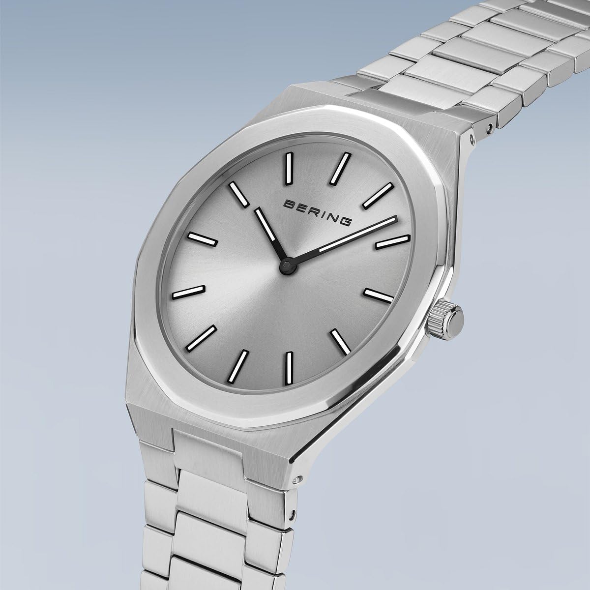 Bering 19641 Reloj de Cuarzo para Hombre con Caja de Acero Inoxidable de 41 mm y Esfera, Brazalete y Detalles en Acero Inoxidable, Resistencia al Agua de 3 ATM