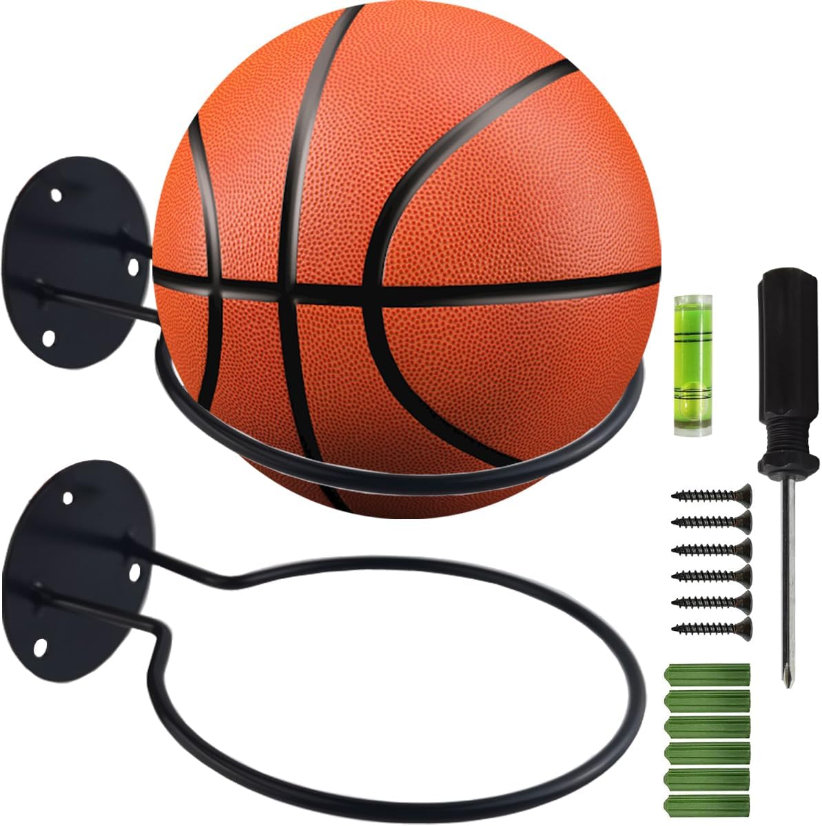 TIHOOD 2PCS Sports Ball Holders Wall Mount Display Rack