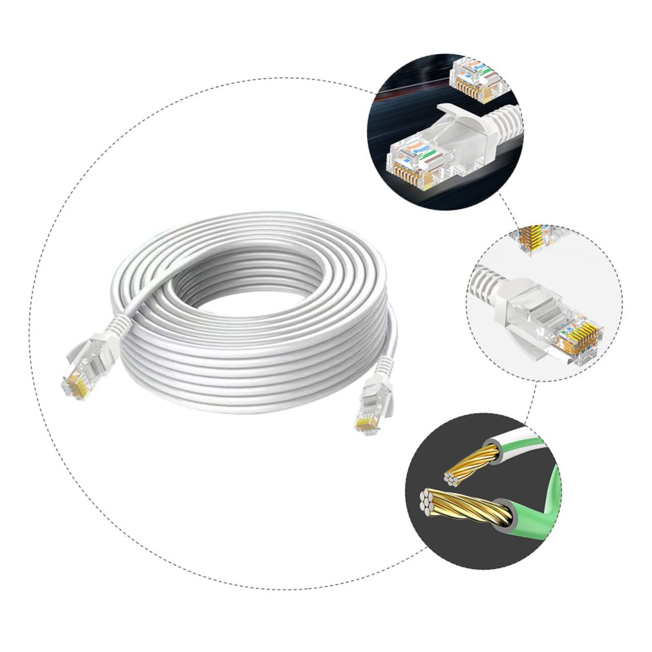 SHINEOFI 1pezzi Cavo Ethernet Cate per Rete Cavo di Collegamento per Router Resistente all Acqua e Flessibile per Lavori Pesanti di Rete