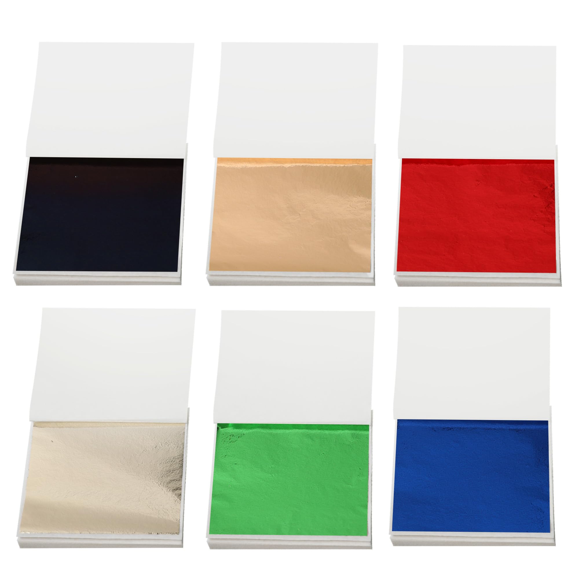 KIRIN 300 Pieces Imitation Gold Leaf Sheets,6 Colors 8cm*8.5cm Sheets for Handicrafts DIY Nails, Gilding Crafting, Decoration