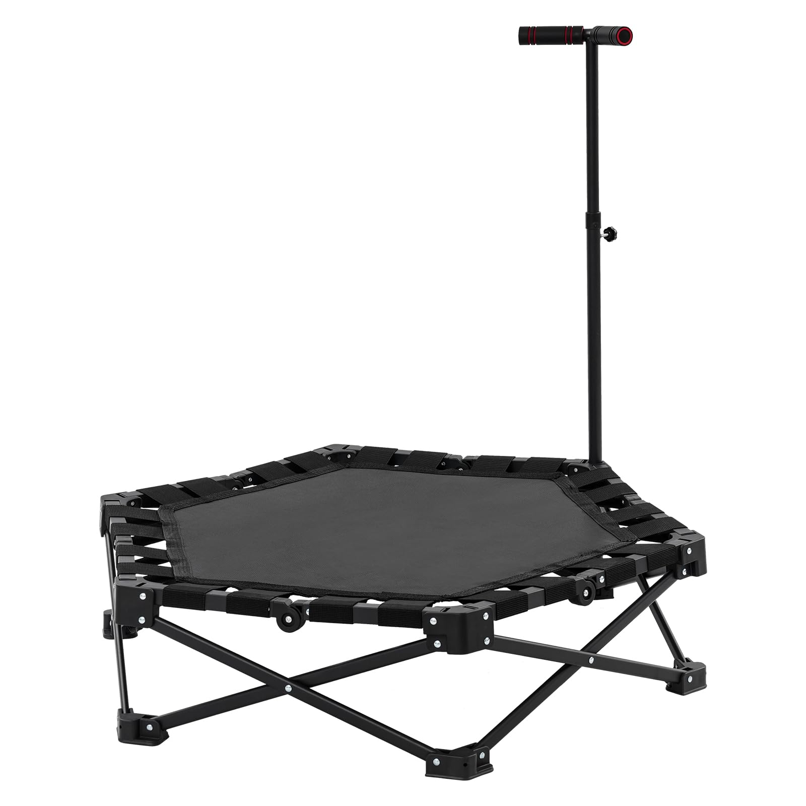 Składana trampolina fitness, nośność 150 kg, trampolina treningowa, z uchwytem, do użytku wewnątrz i na zewnątrz, sześciokątna, stabilne podparcie