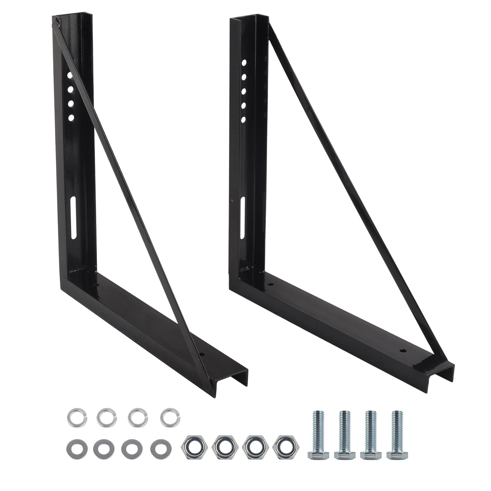 TBAPFS 24 x 24 Inch Black Welded Structural Steel Mounting Brackets with Screws Spacers and Sleeves - 2 PCS