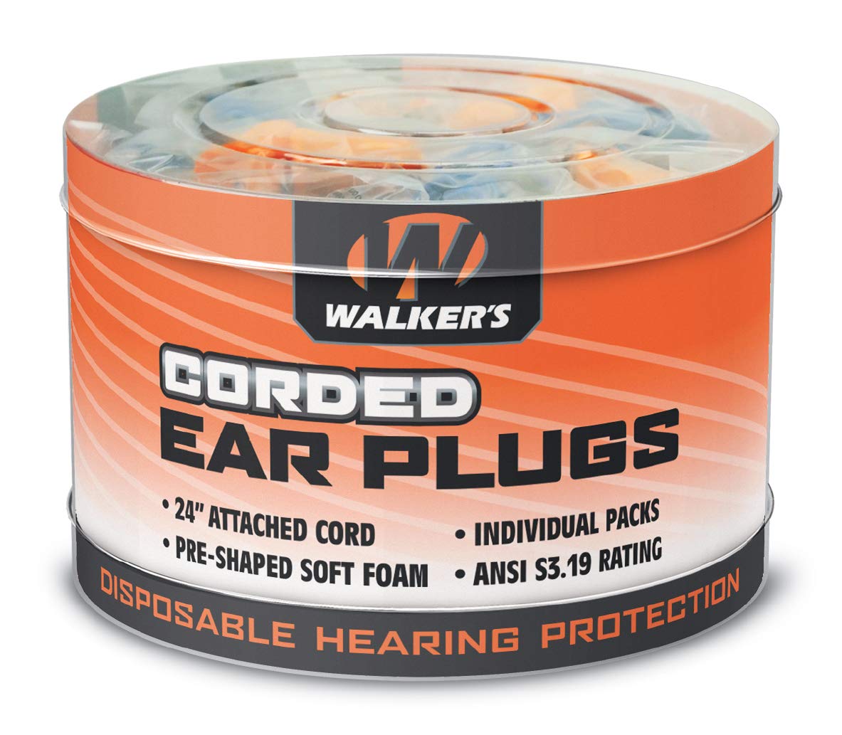 Walker's Saftey Corded Foam Ear Plugs Noise Reduction Rating 25Db/50 PK