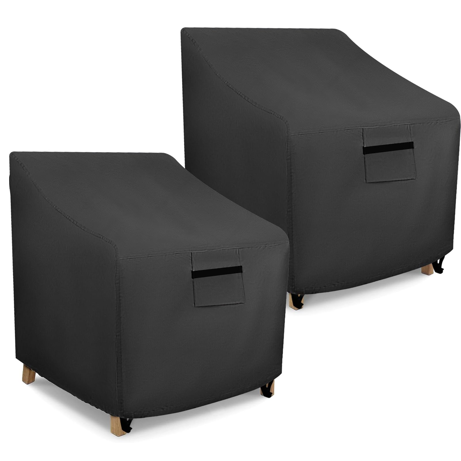 Patio Furniture Covers Waterproof for Chairs, Lawn Patio Chair Covers Fits up to 28 W x 30 D x32 H inches 2 Pack Black