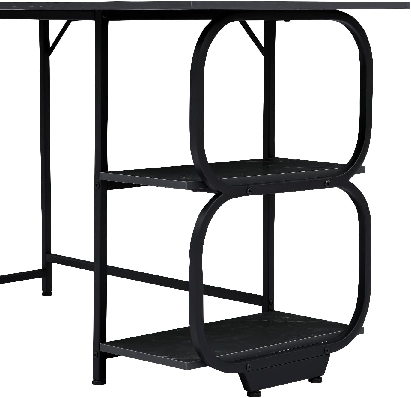 47inch Computer Desk Writing Workstation Home Office Table with 2-Tier Storage Shelves for Small Space, Black Marble