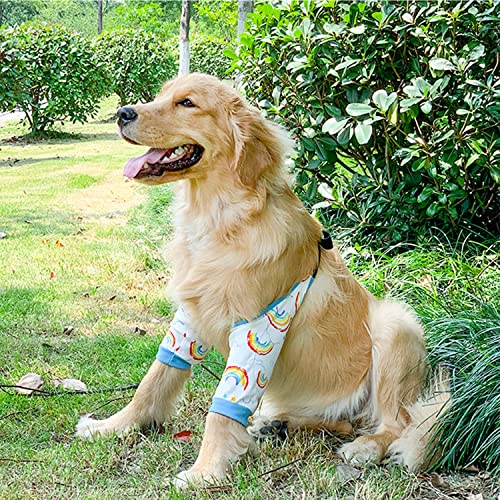 Image of HDKUW Dog Elbow Protector, Dog Front Leg Recovery Sleeve for Prevent Licking Wound, Elbow Sleeves with Mesh Pad for Medium Large Dogs Rainbow L