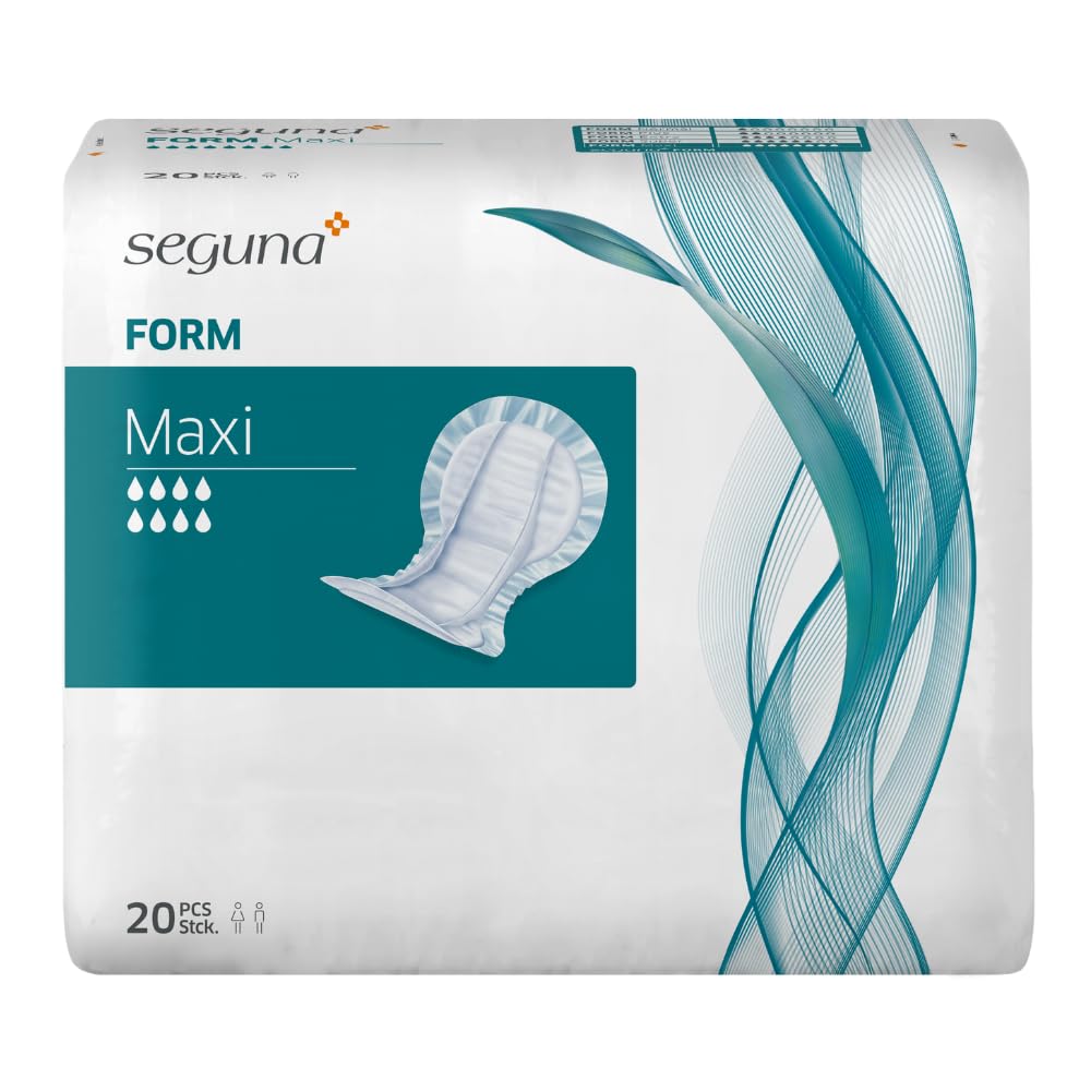 SEGUNA Form Maxi, Inkontinenzvorlagen für Frauen und Männer, Anatomische Vorlagen bei sehr schwerer Inkontinenz, Stuhlinkontinenz (Sparpaket (4 x 20 Stück))