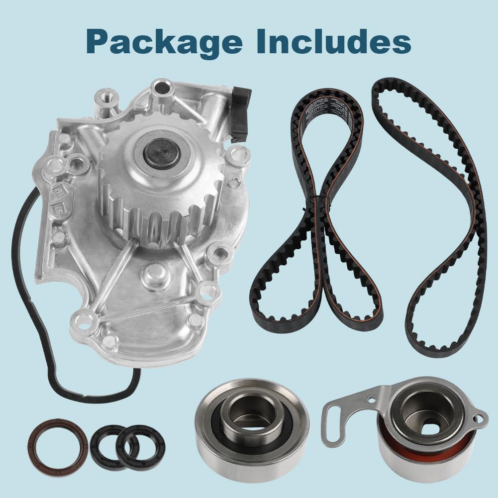 Engine Timing Belt Kit with Water Pump Tensioner Compatible with Honda Accord 1994-2002, Odyssey 1994-2002, Acura CL 1997-1999, Isuzu Oasis 1998-1999 2.2L 2.3L SOHC