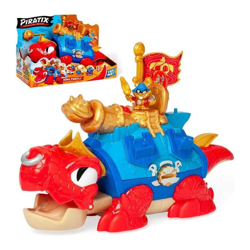 PIRATIX King Turtle - Movable Turtle for Catching Piratix and Treasure Chest - Includes 1 Crocodile, 1 Exclusive Treasure, 2 Extra Golden Treasures, 1 Exclusive Piratix and 1 Accessories
