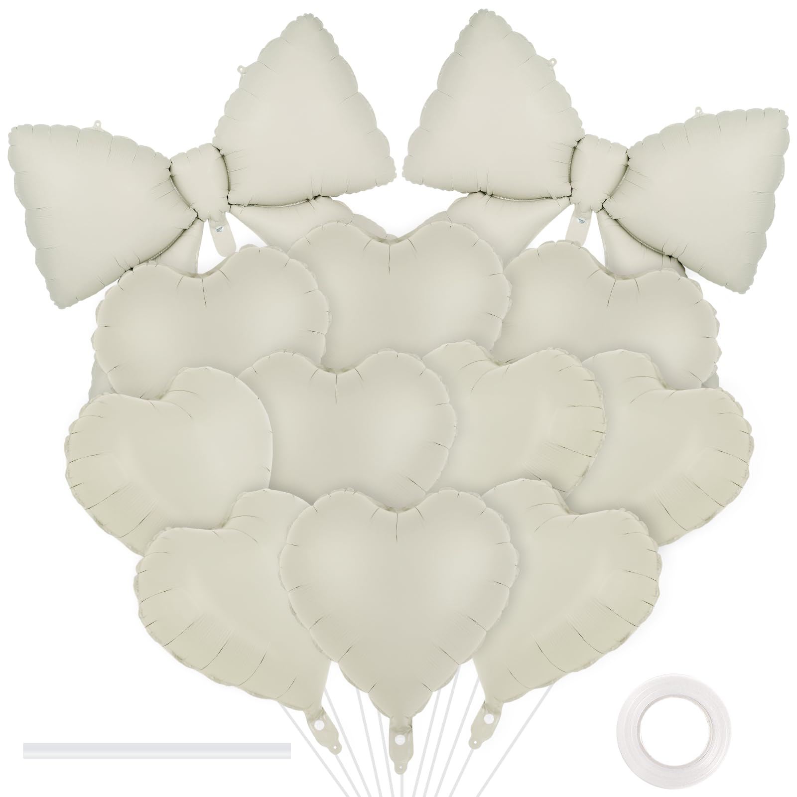 12 Pcs 18 Inch Heart Balloons and 38 Inch Bow Balloons, Large Foil Bow Heart Balloon Bow Party Decorations for Birthday Baby Shower Valentines Wedding Party