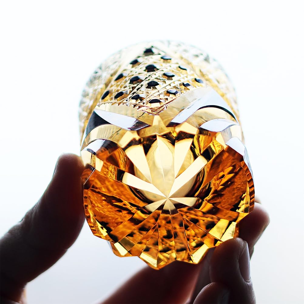 Verre À Shot Cristal Géométrique Creusé Main Double Couche Ambre Noir Tumbler À Alcool Fond Lourd pour Whisky Vodka Saké Verre Bar Luxe Cadeau Homme Anniversaire Décoration Maison
