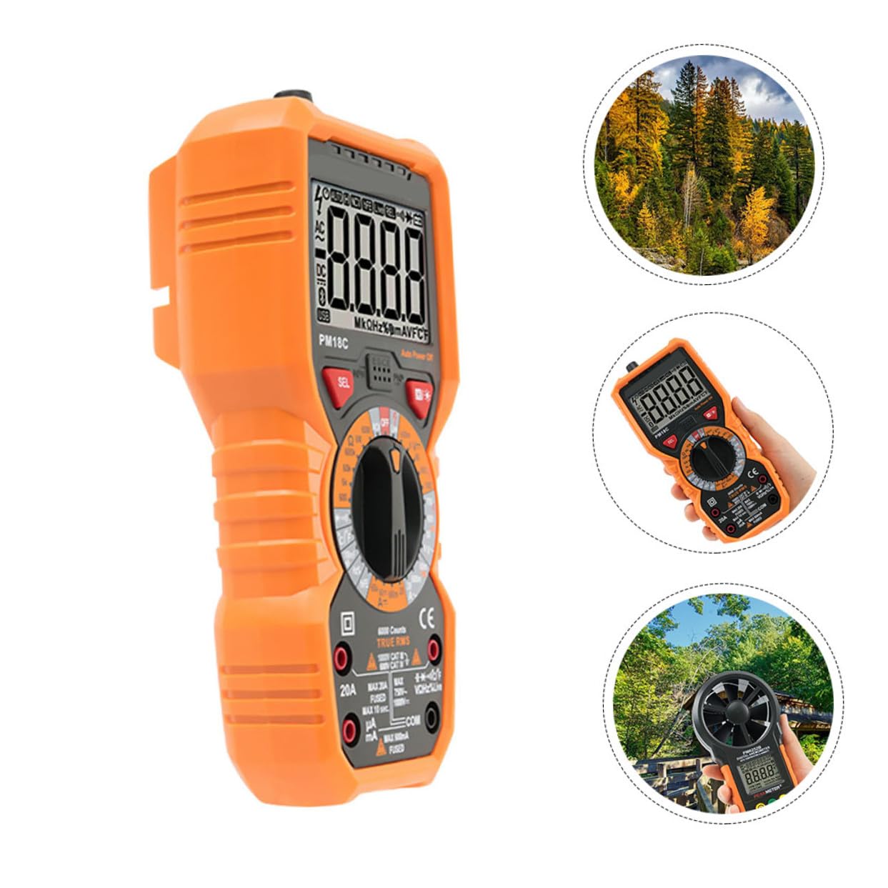 DOITOOL Handheld Digital Multimeter High Accuracy Auto Multitester for Voltage Resistance Capacitance Frequency Testing with Abs Fireproof Shell and Ergonomic Support Frame