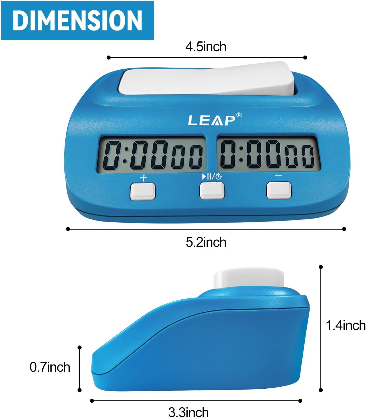 LEAP Digital Chess Clock Timer with Bonus and Delayed Time Features Chess Timer for Chess Game I-GO and Chinese Chess (Blue)
