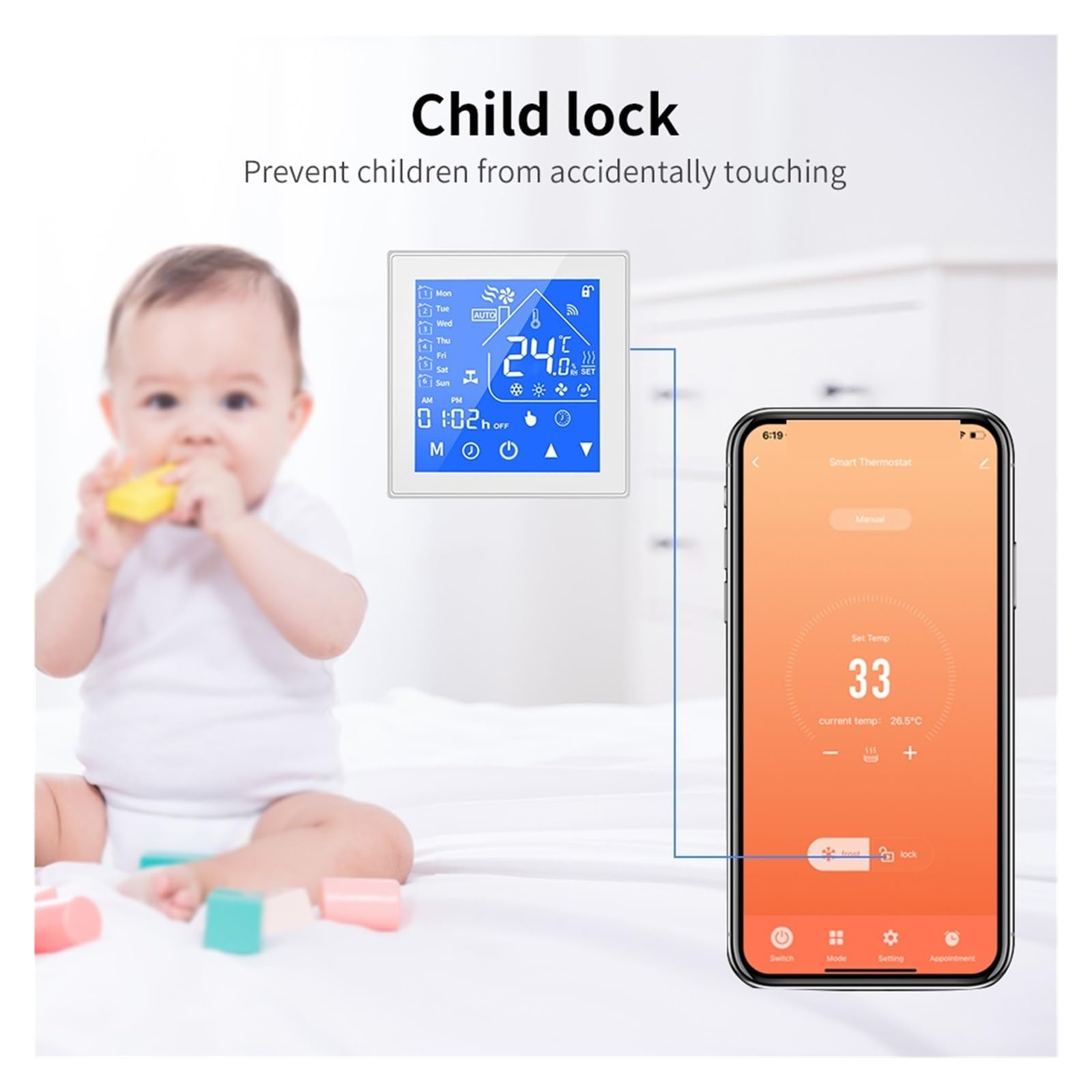 Termostato WiFi Smart Life Riscaldamento Caldaia Acqua/Gas Termostato a pavimento elettrico Regolatore di temperatura ambiente Facile Da Usare(WiFi Water Heating)