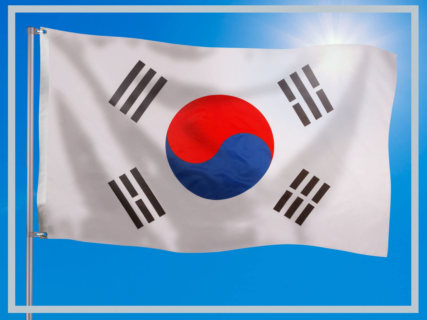 PHENO FLAGS South Korea flag, South Korean flag 3x5ft with brass eyelets, weatherproof national flag for flagpole - Image 2