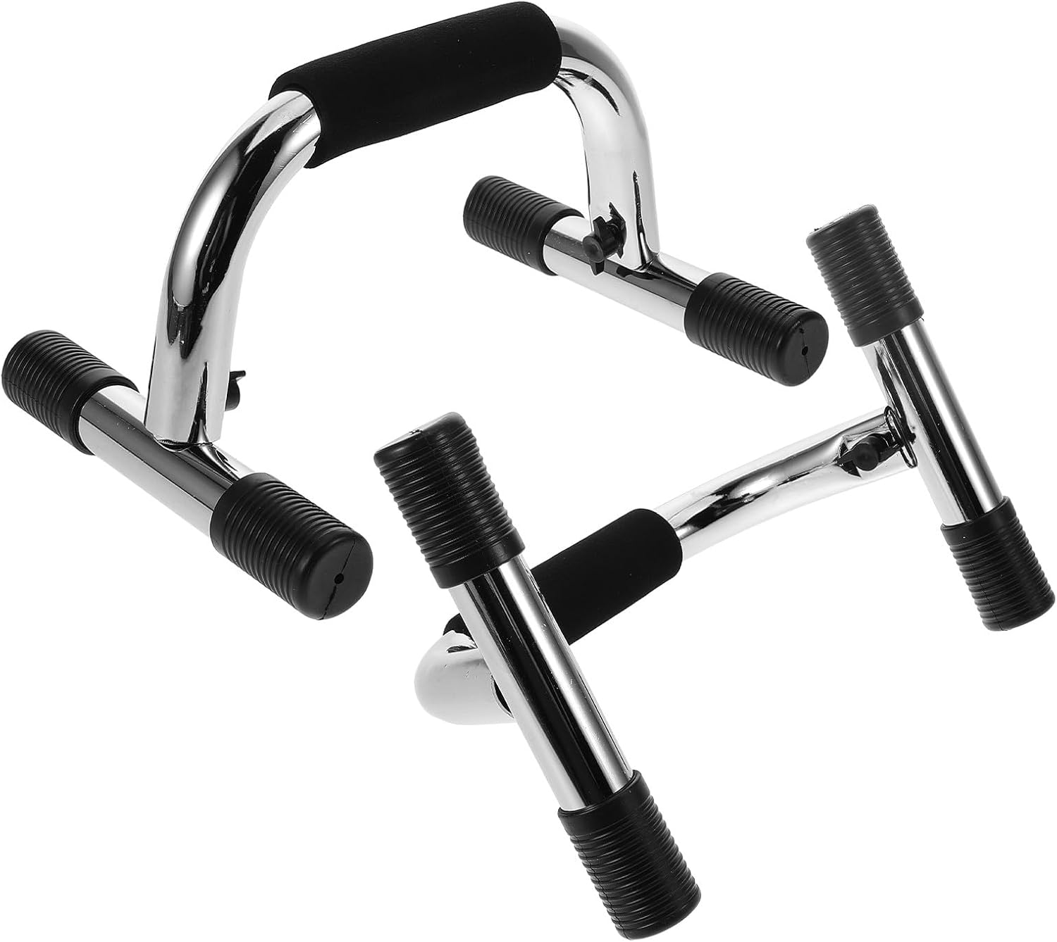 Push Up Bars and Handles for Floor Steel I-Shaped Stands with Non-Slip Base, Strength Training Workout Equipment for Home Fitness and Core Exercise, 2pcs Set