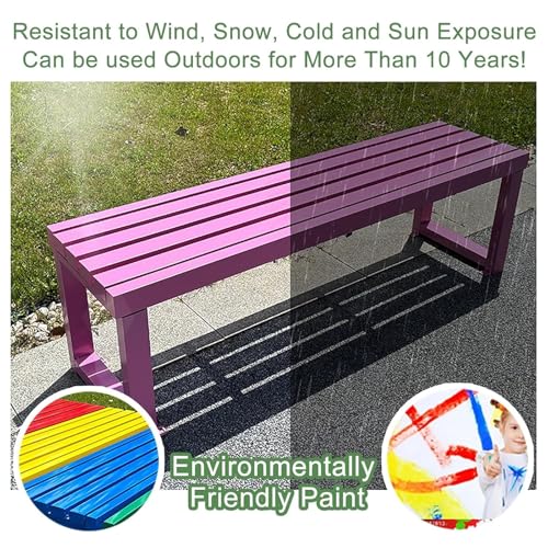 Banc de jardin bleu 120 cm en acier galvanisé sans dossier pour extérieur