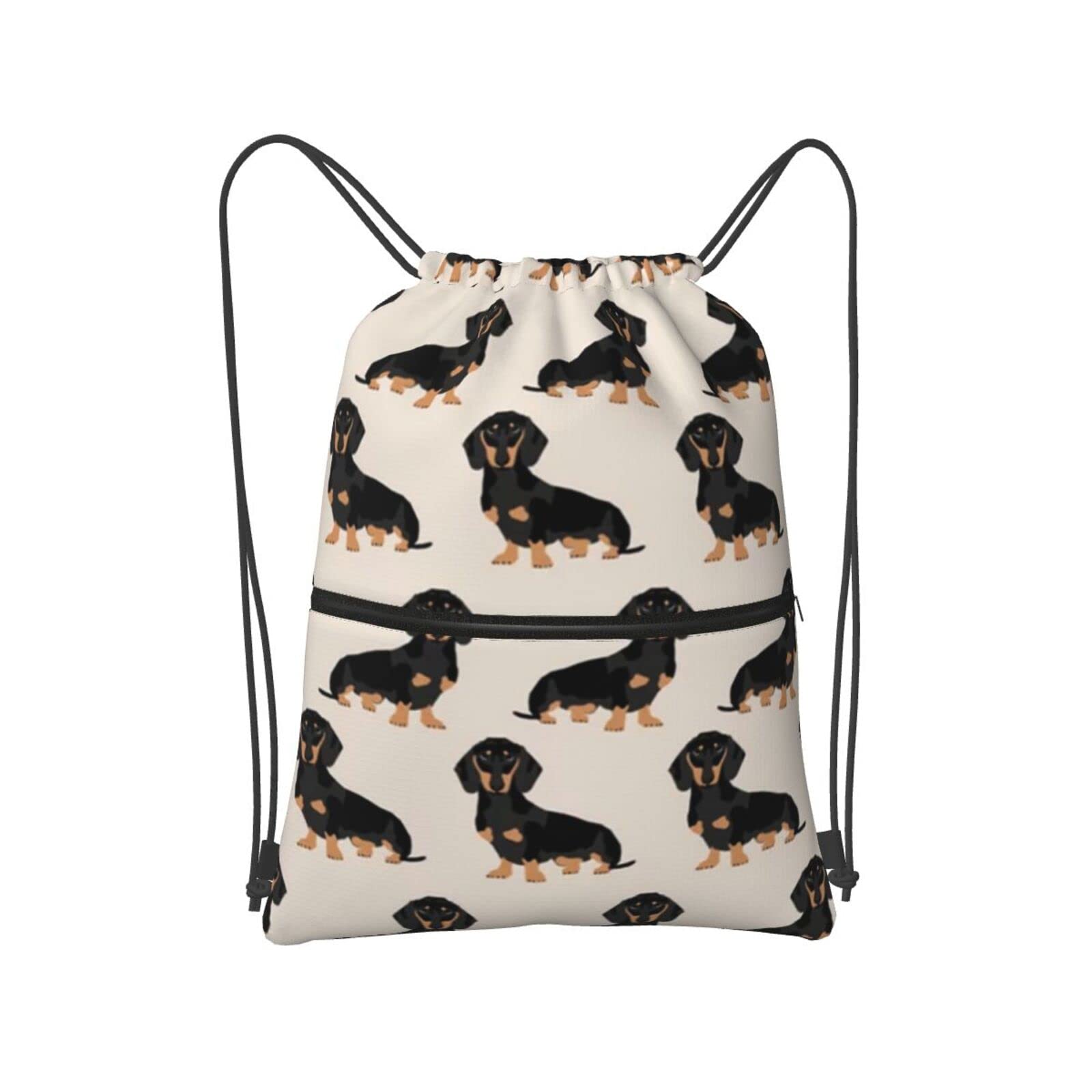 SJOAOAA Drawstring Bag Sausage Dog Drawstring Zipper Backpack Water Resistant String Bag Sports Sackpack Gym Sack With Side Pocket For Men Women