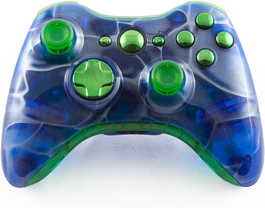 Clear Blue White Swirl Xbox 360 Controller Parts Kit