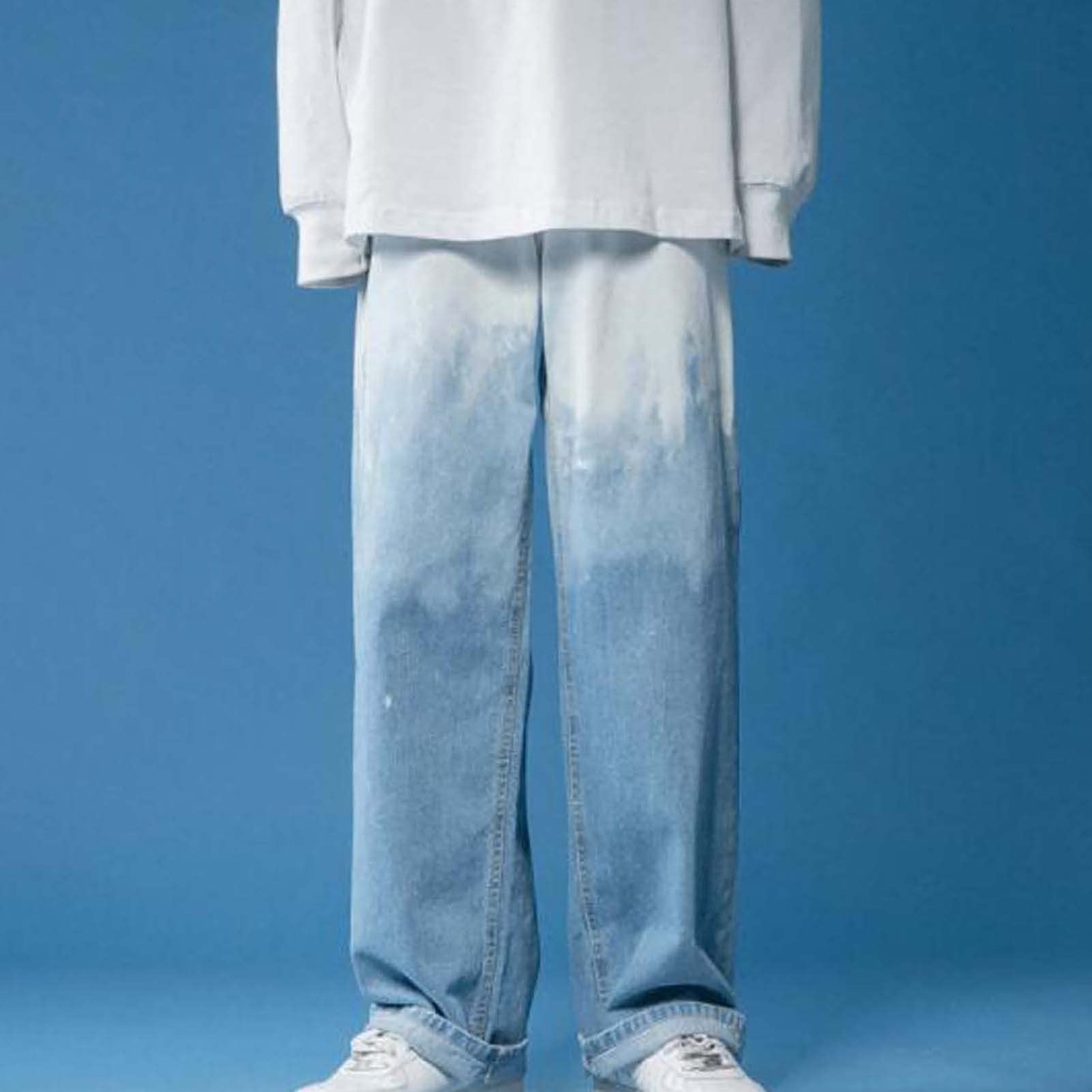 Baggy Dżinsy Męskie Dżinsy Hip Chmiel Spodnie Proste Mężczyźni Szeroki Dżinsy Dorywczo Modne Krawat Dye Jeanss męskie dżinsy