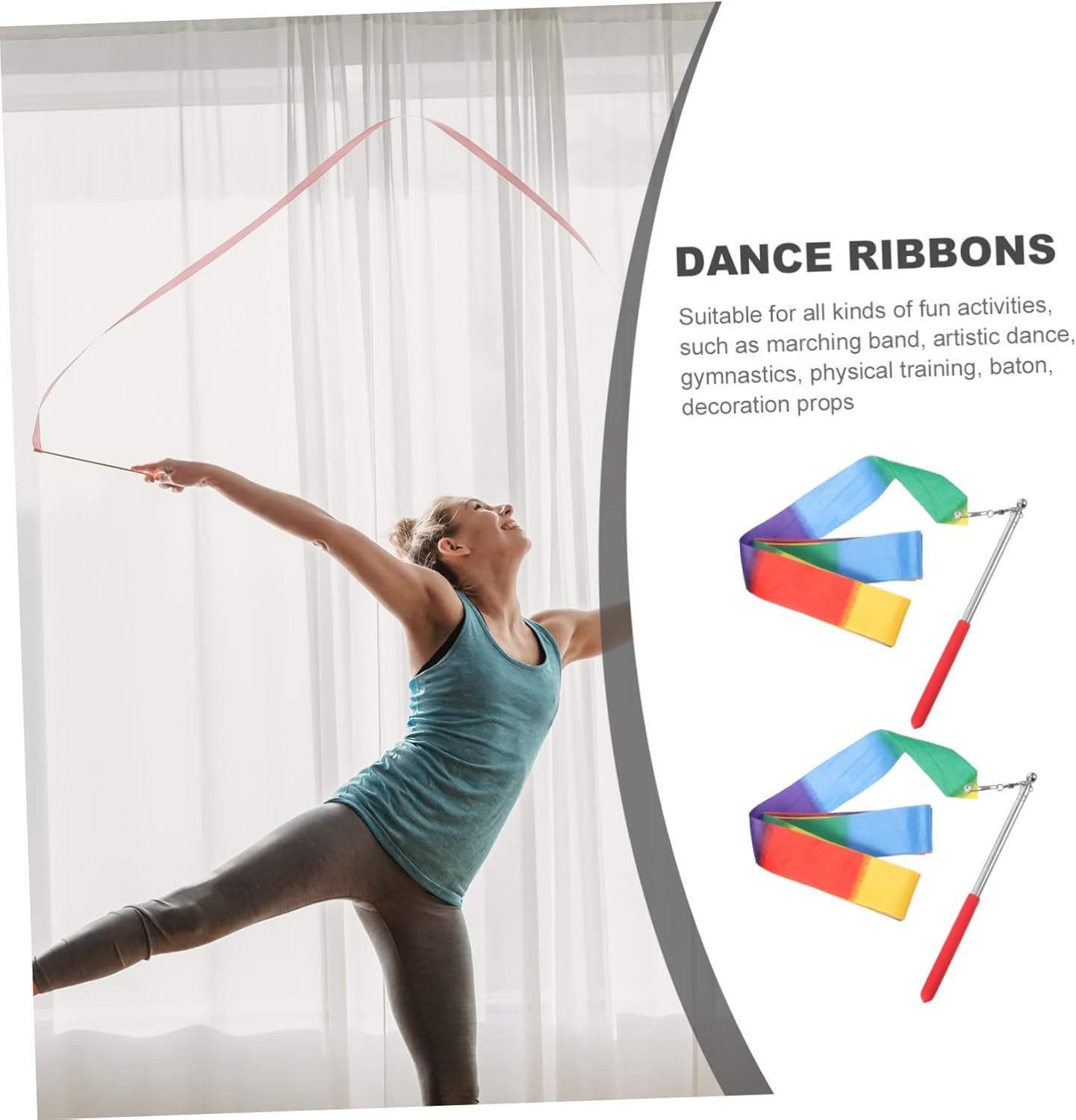 Mikikit Dancing Ribbon Dance Ribbon Dancer Ribbon Streamers for Dance Gymnastics Ribbons Dance Equipment