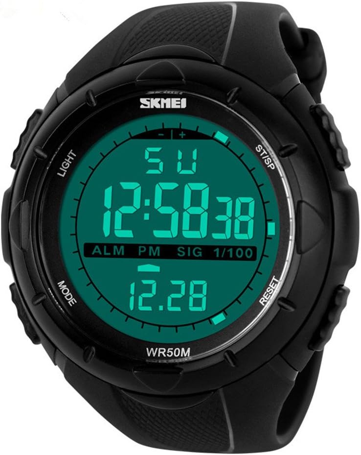 ALPS Men's Military Multifunctional Outdoor Sport Waterproof Big Numbers Big Face Digital Watch with Rubber Watchband