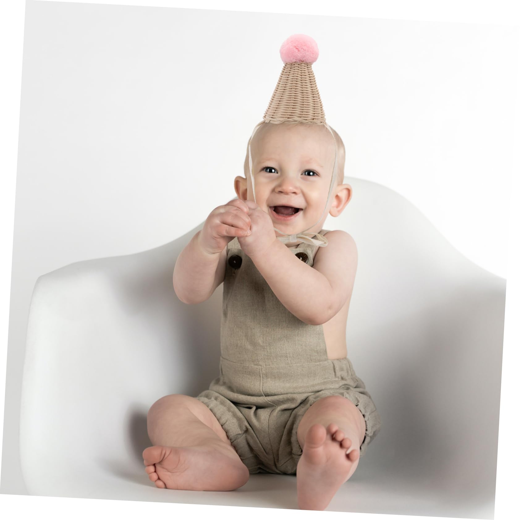 Abaodam 3piezas Sombrero Divertido para Niño Niña Gorro Decorativo De Rattan Pompones Accesorio Fotográfico Adorable para Ocasiones Especiales y Disfraces