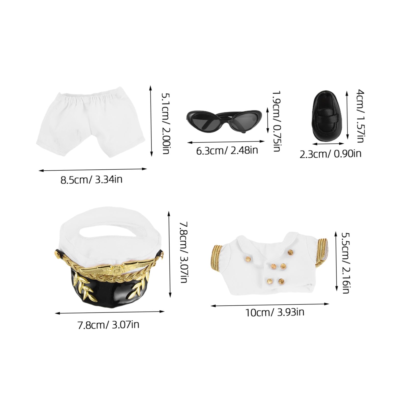 BESPORTBLE Vestito da Capitano per Bambola di Peluche Cappello da Capitano e Distintivo di Abbigliamento per Bambole Accessori per Ricambio e Decorazioni