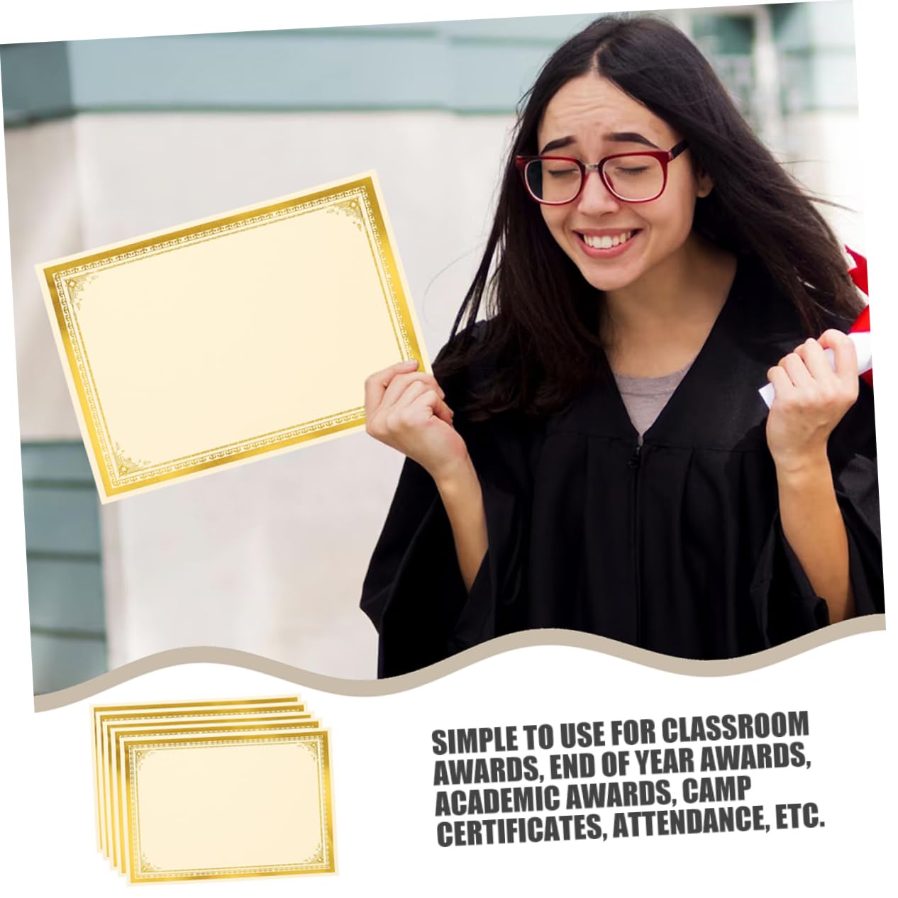 35 Stück A4 Urkundenpapier Goldfolienprägung Liniertes Blanko Zertifikatspapier Beschreibbar für Auszeichnungen und Diplome