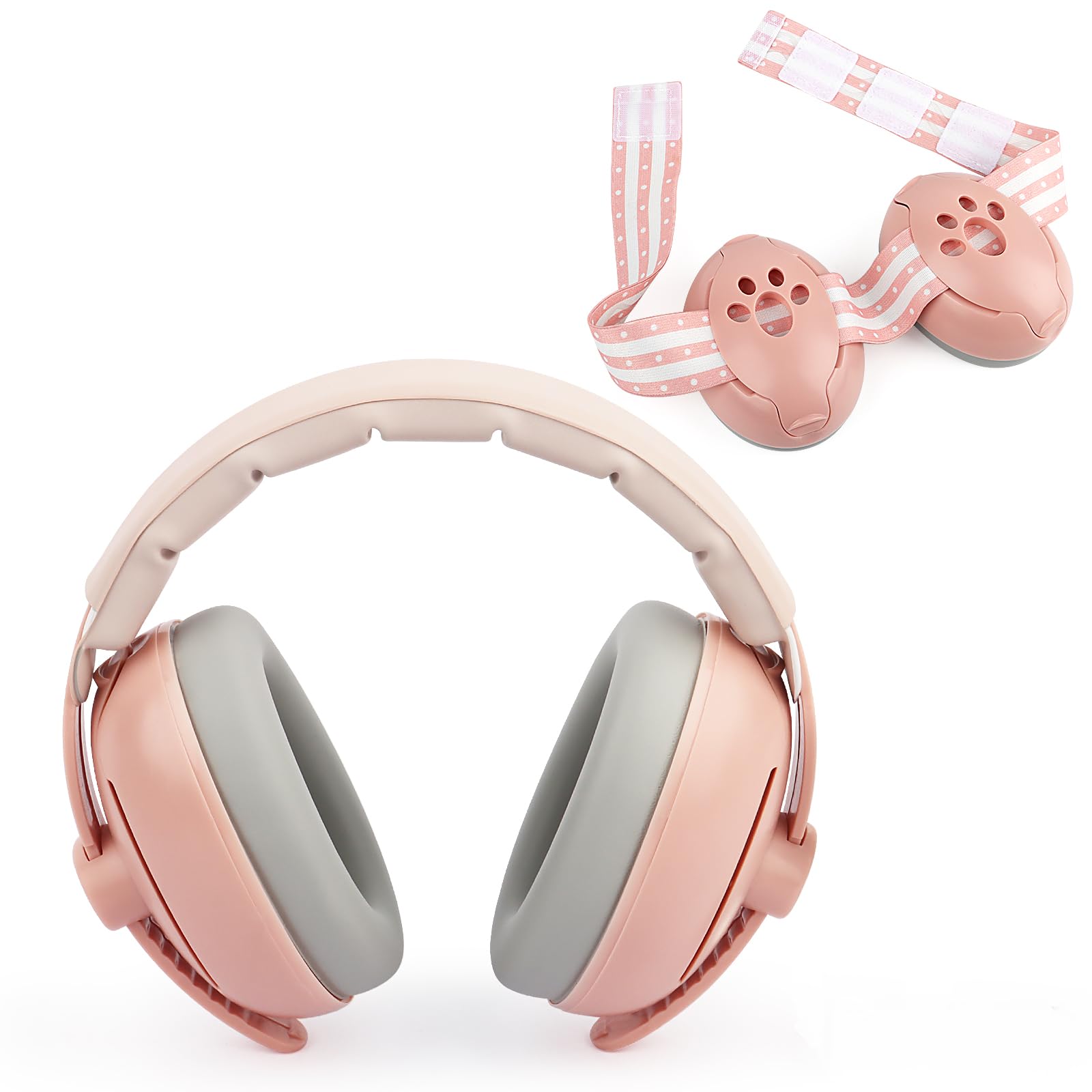 Cascos Antiruido Niños, Protectores Auditivos para Bebé 2-en-1 (0-4 años),Reducción de Ruido de 25dB, Banda Ajustable y Carcasa ABS Ligera,Cascos Ruido Bebe